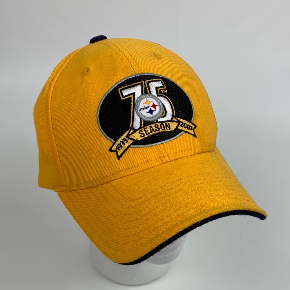 Pittsburgh Steelers Gold Yellow 75th Season Baseball Cap hat Adjustable One Size